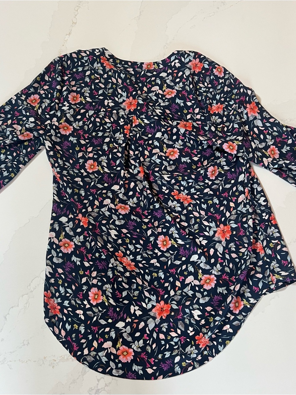 Daniel Rainn Navy Floral Long-Sleeve Blouse